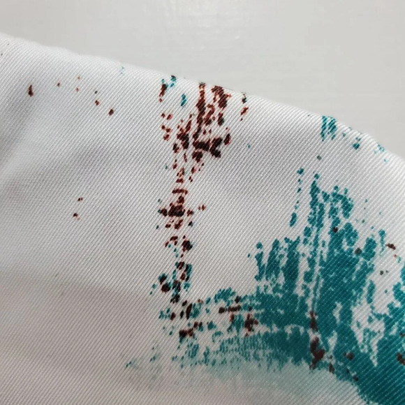 Nine West Womens White Abstract Artistic Splatter Long Sleeve Satin Peplum Top M - Picture 4 of 7